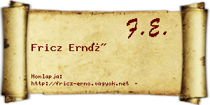 Fricz Ernő névjegykártya